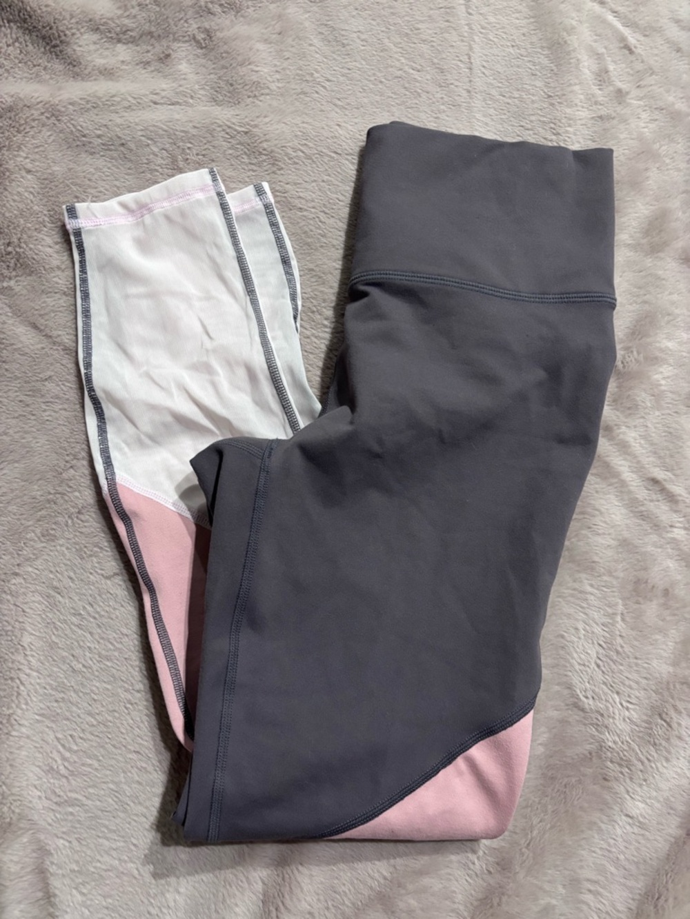 Fabletics Gray and Pink Colorblock Leggings